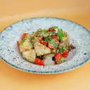 Теплый салат с хрустящими баклажанами